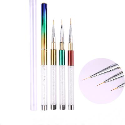 China Nail Art Liner Brush Custom Private Logo Rhinestone Acrylic Handle Nylon Paint Nail Brush Liner for sale