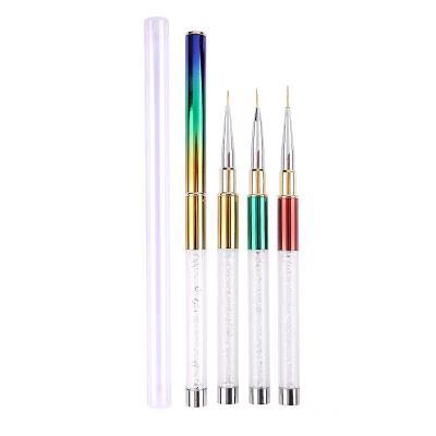 China Nylon Nail 11mm Fine Art Liner Brush Custom Flower Painting Art Liner Brush Gradient Color 7mm 9mm Nail for sale