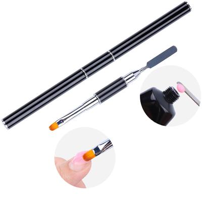 China Double Ended Nail Brush Metal Double Ended Nail Brush Metal Nail Manicure Tip Acrylic Master Extension Builder Polish Supplier for sale