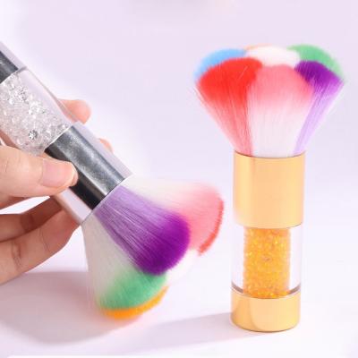 China Nail dust brush best price plastic nail dust brush cleaning soft synthetic colorful flower large hair for sale