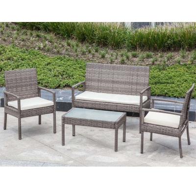 China Modern Outdoor 4-Piece Rattan Furniture Conversation Set Hot Sale Rattan Furniture Rattan Garden Sets for sale