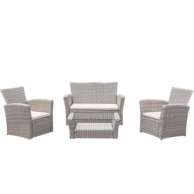 China Modern 4PCS Galvanized Premium Rattan Steel&Half-Round Rattan KD Furniture 4PC Sofa Set Sofa Set Garden Sets Rattan for sale