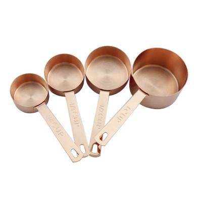 China 4pcs Sustainable Sustainable Most Popular Rose Gold Stainless Steel Measuring Cups Set for sale