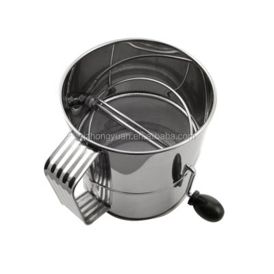 China Good Use Sustainable Sustainable Bakeware Tools Tools Professional Crank 8 Cup Stainless Steel Flour Baking Sieve for sale