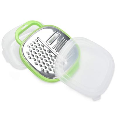 China Stainless Steel Sustainable Sustainable Cutter Vegetable Grater And Slicer With Plastic Container Bowl for sale