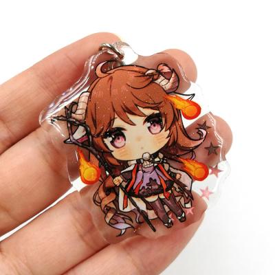 China Custom Design Anime Character Print Epoxy Glitter Custom Printing Acrylic Charms Key chains for sale