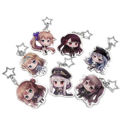 China Custom Clear Anime Girl Acrylic Keychain Printed Glitter Epoxy Resin Acrylic Keychain Charms for sale