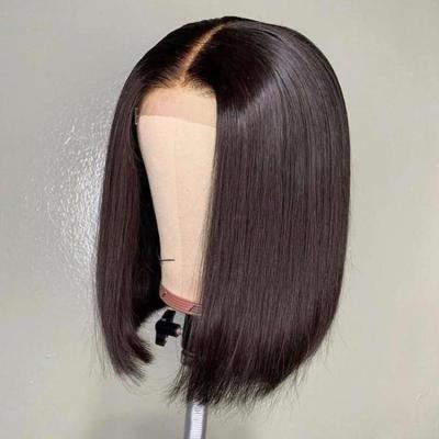 China Vrigin Remy Human Hair Wigs 4X4 Silky Straight 100% Short Wave Bob Closure Wig for sale