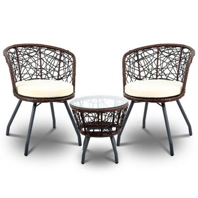 China Garden Outdoor Patio Chair and Table (Others) Brown Adjustable Rattan Round Set Reading a Book Listening to Music for sale