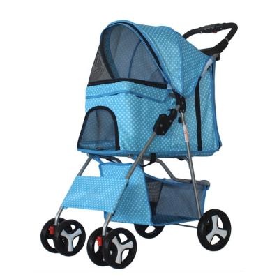 China Sustainable Foldable Dog Stroller with Removable Liner and Storage Basket for Dog and Cat Traveling Strolling Cart for sale