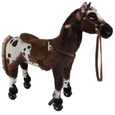 China Ride On Toy 2020 New Design Plush Ride On Mechanical Horse Toy Plush Walking Horse On Wheels for sale