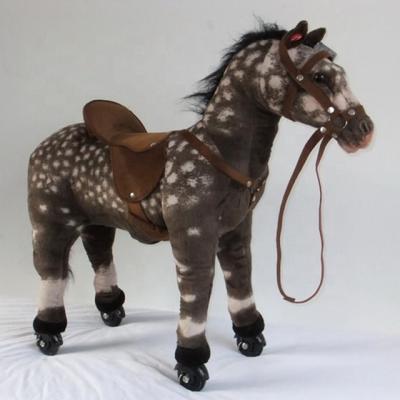 China Ride On Toy New Arrival Plush Mechanical Walking Horse With Wheel Plush Ride On Horse Toy for sale