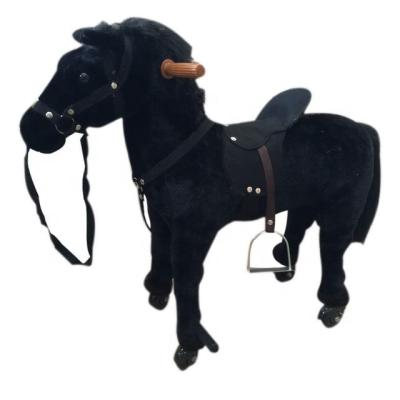 China Ride On Mechanical Toy Plush Toy Hot Selling Mechanical Ride On Horse Black Toy for sale