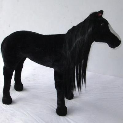 China Ride On Toy Factory Wholesale Plush Standing Horse Black Plush Ride On Horse Toy for sale