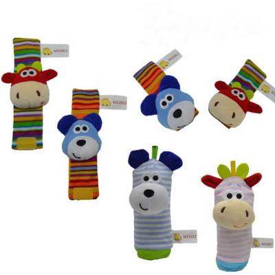 China Funny Educational Toy Wrist Rattles and Foot Finders Cute Animal Soft Baby Doll Baby Socks Toy for sale