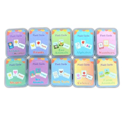 China Amazon Hot Selling New Children Card Design Paper Educational Learning Flash Cards With Plastic Box for sale