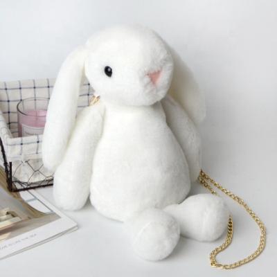 China Cute Rabbit Fur Handbag Girl Fashion Bag Rabbit Polyester Plush Chains Casual Ladies Shoulder Bags Long for sale