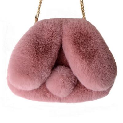 China Hot Selling Polyester Fashion Rabbit Fur Handbag For Women Ladies Classic Faux Fur Shoulder Bag for sale