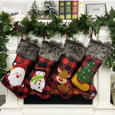 China Hot Selling Plush And Fabric Christmas Hanging Pendant Jars Gift Bag Fashion New Christmas Stockings for sale