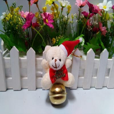 China Promotional Christmas Gift 5.5CM Plush Teddy Bear With Hanging Small Bell Teddy Bear Christmas Plush Toy for sale