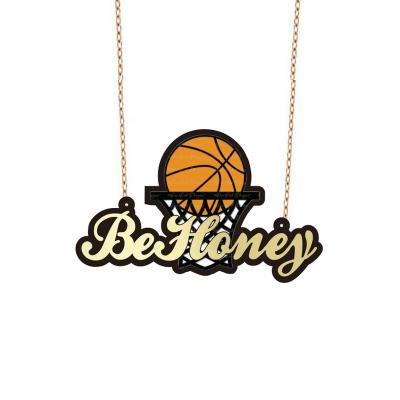 China FASHIONABLE Custom Pet Football Baseball Basketball Name Cartoon Pendant Necklace Character For Kids Children for sale