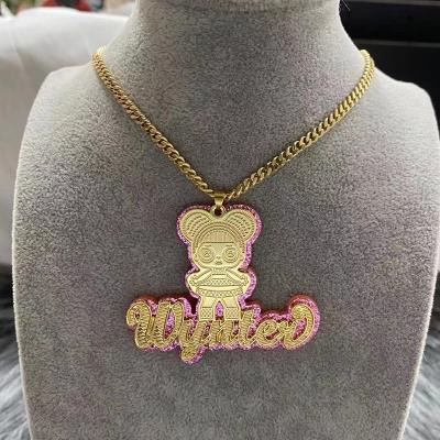 China FASHIONABLE Custom Jewelry Gift Insist Hip Hop Nameplate Necklace Cartoon Character Acrylic Necklace For Women for sale