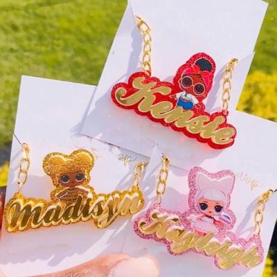 China Dropshipping TRENDY customize nameplate jewelry lol dolls character cartoon kids custom necklace for sale