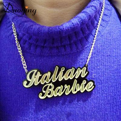 China INS FASHIONABLE Design Custom Acrylic Nameplate Necklace Chain Pendant For Women for sale