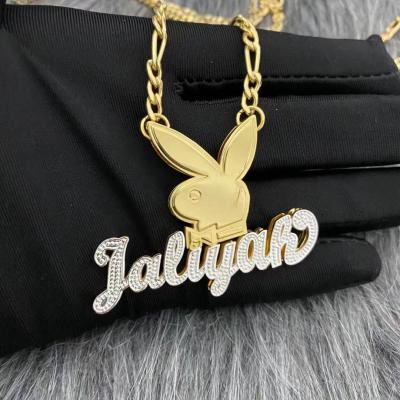 China 2021 Customs TRENDY Baby Cartoon Character Name Necklace Nameplate Pendant For Women Kids Jewelry for sale