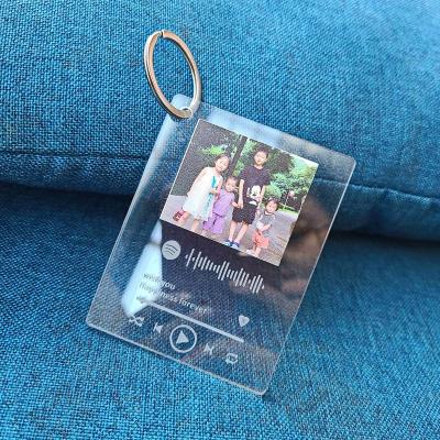 China Custom Acrylic Plate Apple Cover Key Chain Album Music Promotion Gift Song Spotify Glass UV Printed Key Chain Highest Quality UV Printed for sale