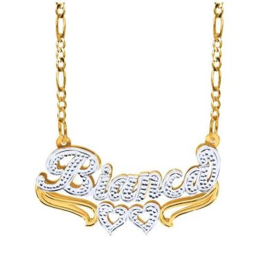 China Custom Hiphop Style Double Layer Two Color Necklace Women Names Electroplating Necklace for sale