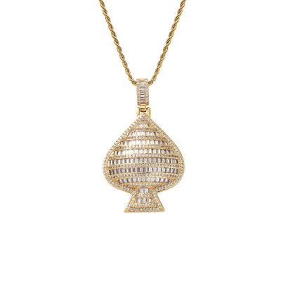 China Hiphop Hiphop Gold Heart Icy Shape Pendant Necklace Personalized Brass Zirconia Necklace Pendant for sale