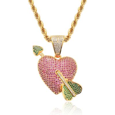 China Hip Hop INS Jewelry Pendant Arrow Pierced Heart Zirconium 3A Pendant Colorful Pendant for sale