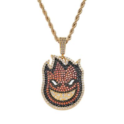 China Mens Evil Pendant Necklace Diamonds Necklace Dancing Design Hiphop Hip Hop Face Pendant Jewelry for sale