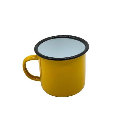 China Factory viable promotion custom printing sublimation enamel metal camping steel mug for coffee for sale