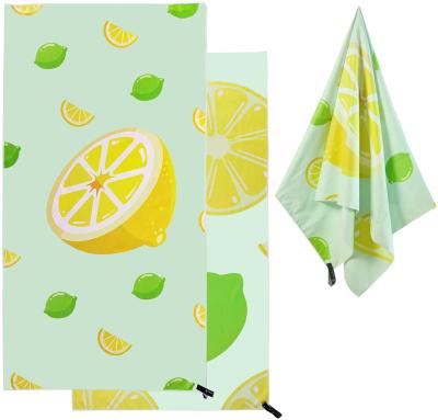 China Sports Fruit Free Quick-drying Sand Sublimation Microfiber Beach Towels for sale