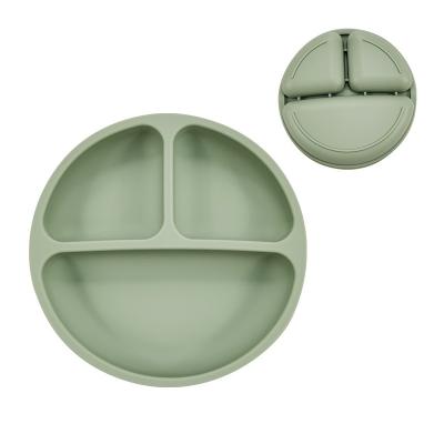 China Minimalist Food Grade Bpa Silicone Baby Easy Clean Free Dish Non Slip Baby Eating Silion Dish for sale