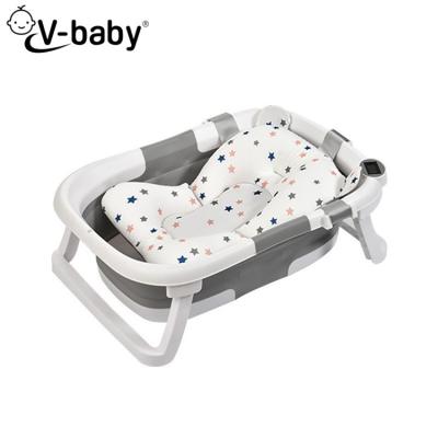 China Blue Portable Easy Use Full Set Baby Bathtub Plastic Wash Basin Indoor Bathtub Infant Folding Bathtub Set Newborn for sale