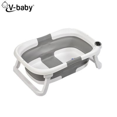 China 2022 Newest Design Foldable Bathtub Plastic Baby Bath Tub Indoor Folding Bathtub With Thermometer Detection for sale