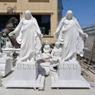 China BLVE White Stone Carving Religious Jesus Statue Life Size Christ The Redeemer Marble Statue Large Outdoor Sculptures for sale