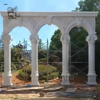 China White Marble Porch Pillar Natural Stone Roman Greek Columns Outdoor Garden Decorative European Style Design en venta