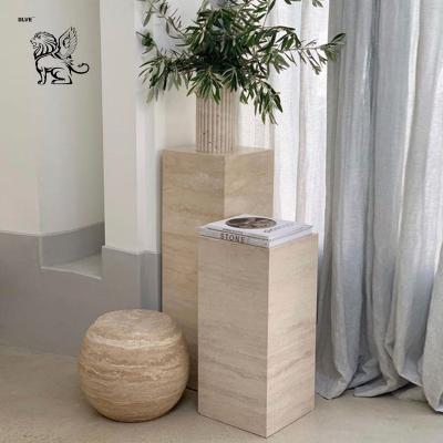 Китай Travertine Stone Coffee Table Stone Pedestal Column Stand Flowerpot Display Side Table Roman European Style Modern продается