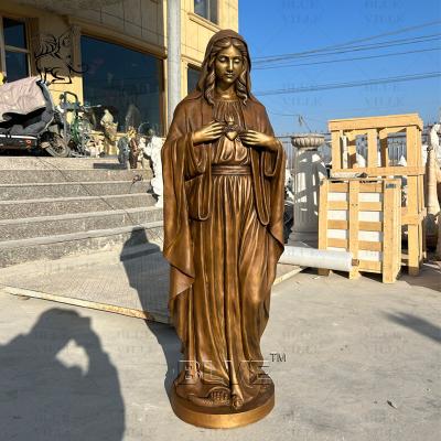 China Virgin Mary Bronze Sculpture Statue Life Size Religious Brass Copper Marie Metal Casting Church Home Decor for sale