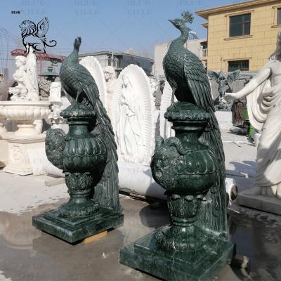 Китай Green Marble Peacock Statue Sculpture Life Size Natural Stone Carvings Animal Sculptures Garden Home Decoration продается