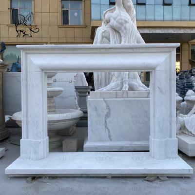 China White Marble Fireplace  Stone Mantel Freestanding  Stone Mantel Freestanding for sale