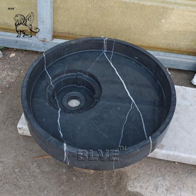 China Marble Creative Washbasin Black Natural Stone Basin Sink Round Basin Hotel Bathroom Modern Home Decoration for sale