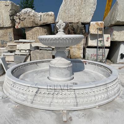 China Marble Water Fountain Outdoor White Natural Stone 3 tier Garden Fountains  Modern Design Large for sale