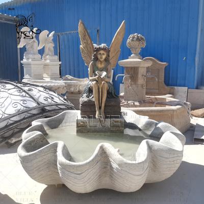 China Brass Garden Fairy Statues Bronze Fountain Marble Shell Pool Fountains Metal Art Life Size Decorative Outdoor for sale