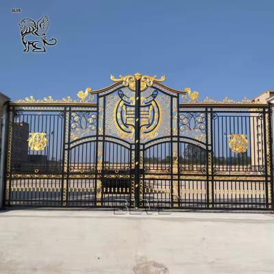 China Cast Iron Gate Wrought Iron Gate Villa Luxury Double Door Modern Design Outdoor Large for sale