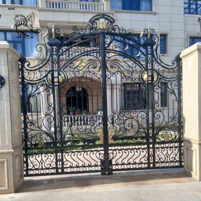 China Automatic Main House Driveway Gates Gate Design Fencing Wrought Iron Swing Graphic Design Customized for sale